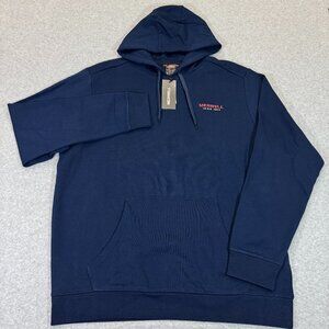 Merrell Mens Fleece Hoodie Sweatshirt Navy XL Life Is Better In Hiking Boots NWT